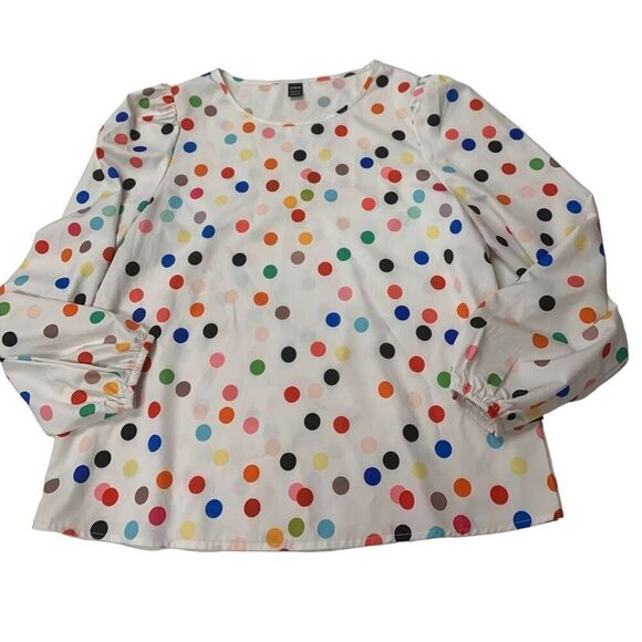 Multicolored Polka Dot Patterned Blouse - Picture 2 of 8